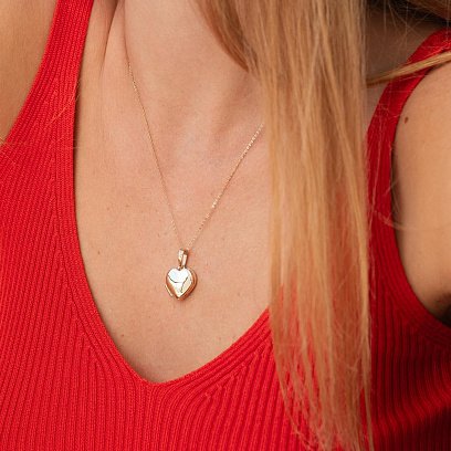 Золотой кулон для фотографии "Сердце" п02848 №6