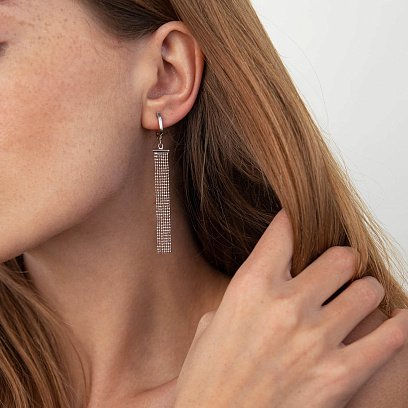 Срібні висячі сережки 123142 №3