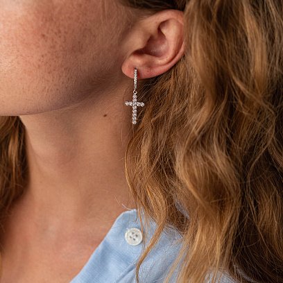 Срібні сережки "Хрестики" з фіанітами 40021.1 №5