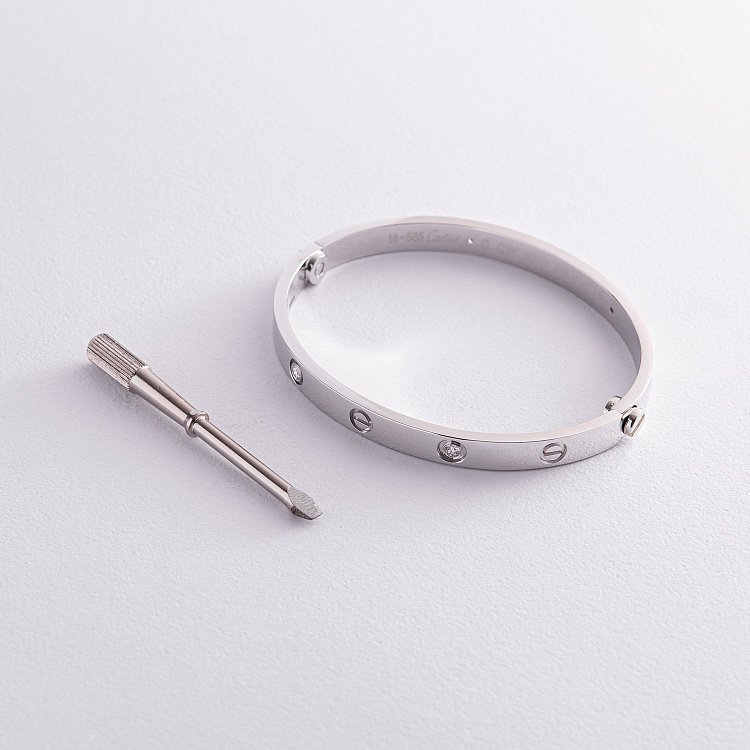 Жесткий золотой браслет "Love" (бриллианты) бб0031 - 4 Жесткий золотой браслет "Love" (бриллианты) бб0031 от ювелирного магазина Оникс - 4