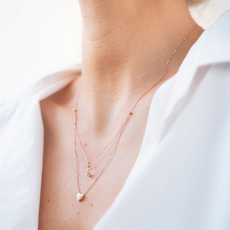 Золоте кольє із заручальною каблучкою і серцем (фіаніт) кол01863 від ювелірного магазину Онікс - 6