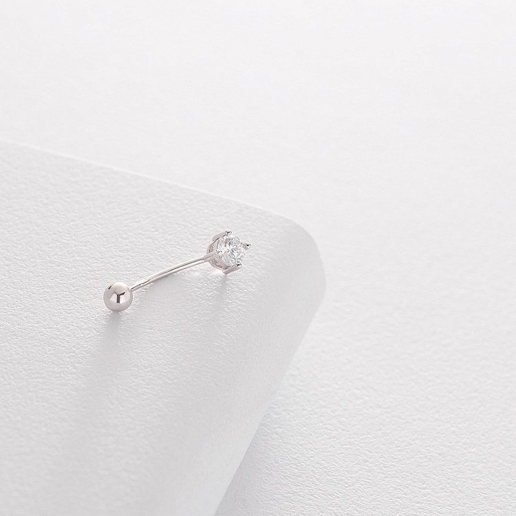 Золотий пірсинг в пупок з фіанітом пир00238 від ювелірного магазину Онікс