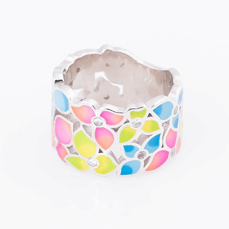 Каблучка з фіанітами і емаллю 111945 від ювелірного магазину Онікс - 1