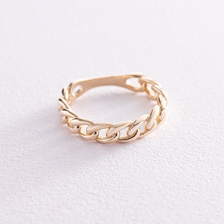 Каблучка "Ланцюжок" у жовтому золоті к07190 від ювелірного магазину Онікс