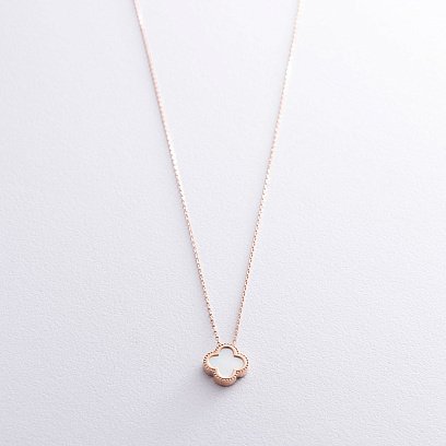 Колье "Клевер" в красном золоте (перламутр) кол01698