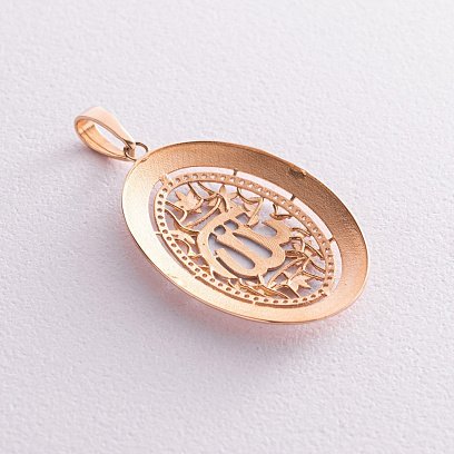 Мусульманский золотой кулон с фианитами п03141 №3