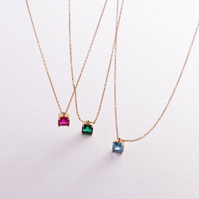 Золоте кольє "Альма" (зелений фіаніт) кол02368 №11