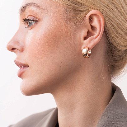 Золотые серьги - кольца без камней с05885 №2