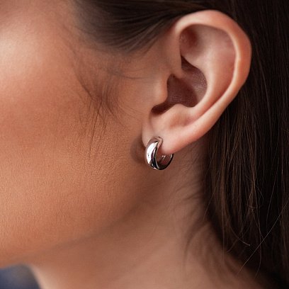 Сережки - кільця  в білому золоті с08199 №2