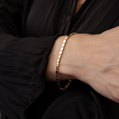 Браслет "Сердечки" у жовтому золоті б05783 №6