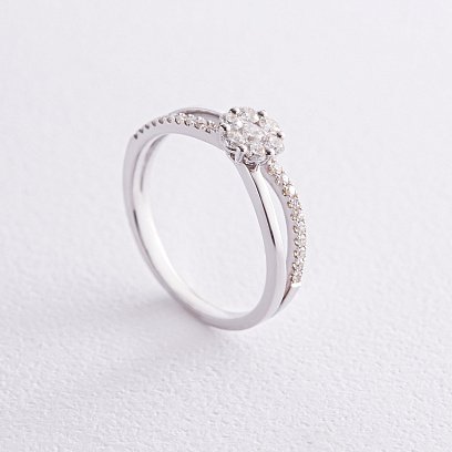 Кольцо "Цветочек" в белом золоте с бриллиантами к269cha