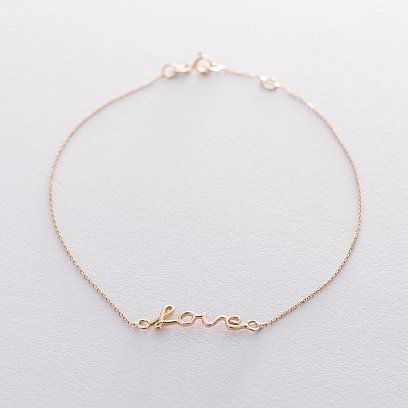 Браслет на ногу "Love" в жовтому золоті б04173