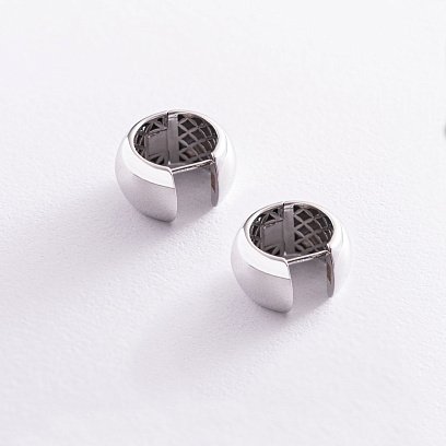 Серьги - кольца в белом золоте с07050 №7