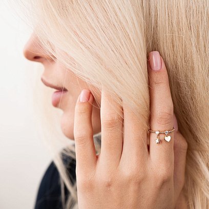 Золота каблучка "Зірочка і сердечко" (фіаніти) к06804 №2