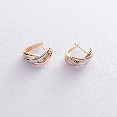 Сережки у трьох кольорах золота с07344 №3