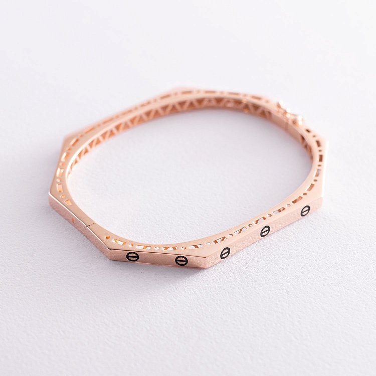 Жесткий браслет в красном золоте "Love" б04526 от ювелирного магазина Оникс