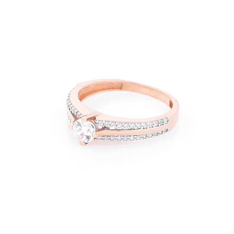 Золотое помолвочное кольцо с фианитами к03536 от ювелирного магазина Оникс - 1