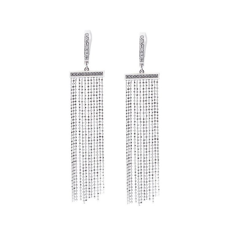 Серебряные серьги  "Водопад" с фианитами 122150 от ювелирного магазина Оникс