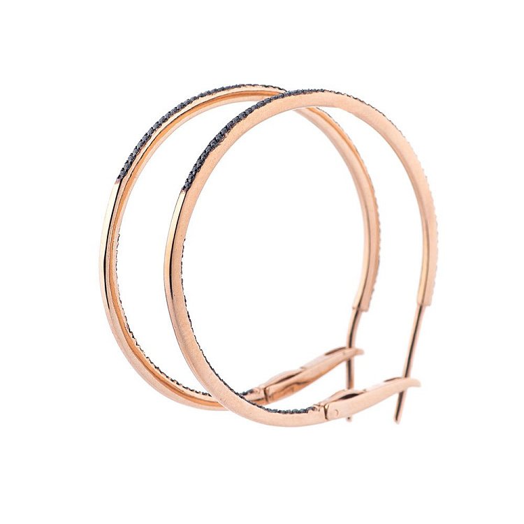 Золоті сережки-кільця з фіанітами с321к від ювелірного магазину Онікс - 1