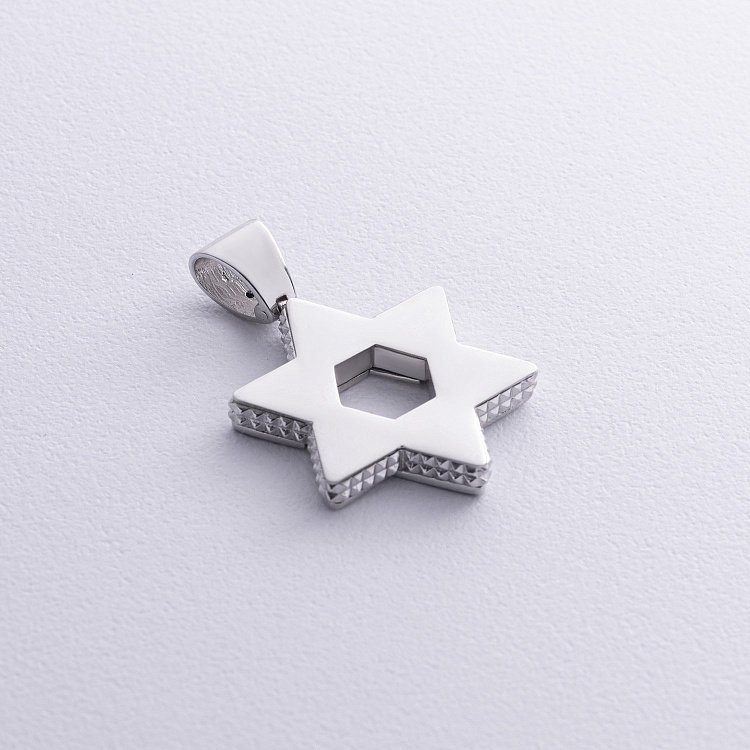 Кулон "Звезда Давида. Символ CHAI" в серебре (фианиты) 1118с от ювелирного магазина Оникс - 6