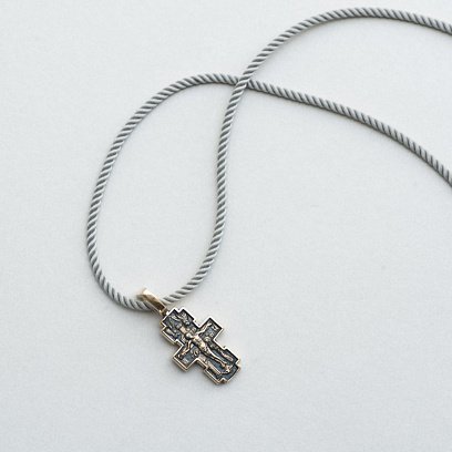 Золотий православний хрест "Розп'яття. Ікона Божої Матері" Годувальниця " п02652 №4