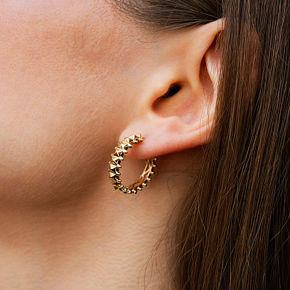 Серьги - кольца в желтом золоте с09299 №6