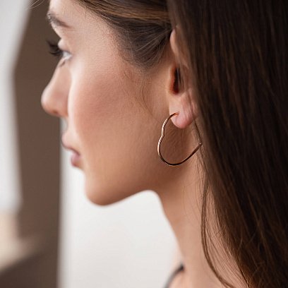 Золотые серьги - пусеты "Сердечки" с07961