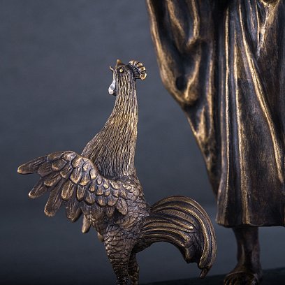 Бронзова фігура ручної роботи "Єврей з півнем" сер00016 №4