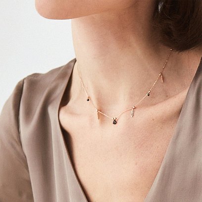 Золотое колье "Перышки" с фианитами кол01505 №3