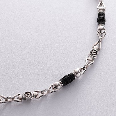 Мужская серебряная цепочка "Звезда Давида" с эбеновым деревом 811 №6