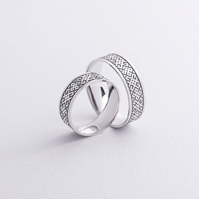 Обручальное кольцо "Вышиванка" в белом золоте 240511100 №6