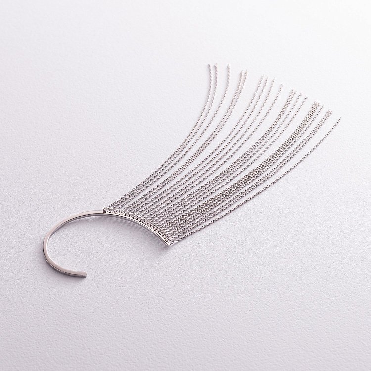 Сережка - каффа "Неповторність" в білому золоті с07589 від ювелірного магазину Онікс - 8