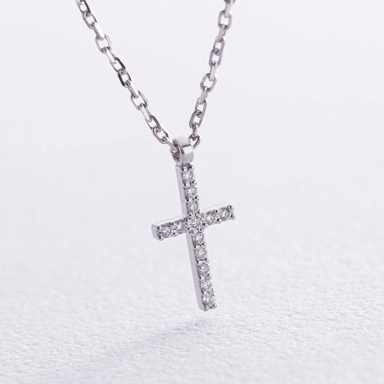 Золотое колье "Крестик" с бриллиантами 738341121 от ювелирного магазина Оникс