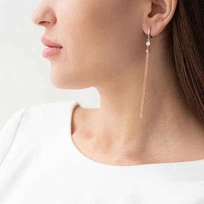 Серьги "Игривость" в красном золоте (фианиты) с06870 №2