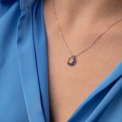 Золотий кулон (діаманти, сапфіри) пб0210lg №3