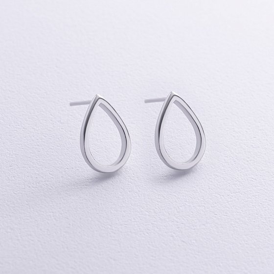 Серебряные серьги-пусеты "Большие капельки" (1.7 х 1.2 см) 122500