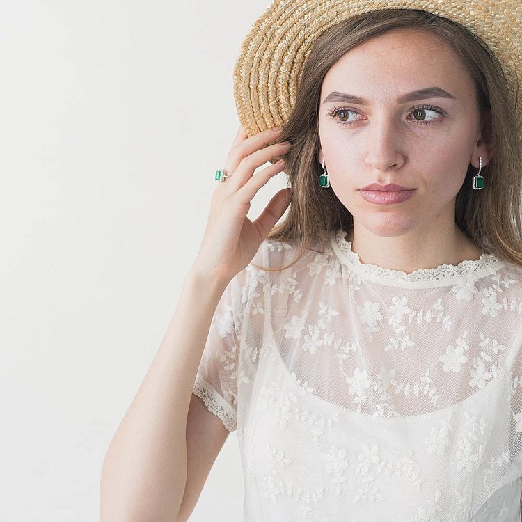 Золоті сережки з агатом і фіанітами с410 від ювелірного магазину Онікс - 2