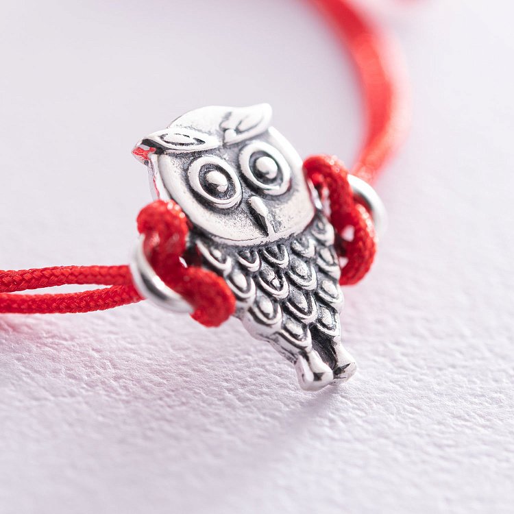 Браслет с красной нитью "Сова" 141114 - 1 Браслет с красной нитью "Сова" 141114 от ювелирного магазина Оникс - 1