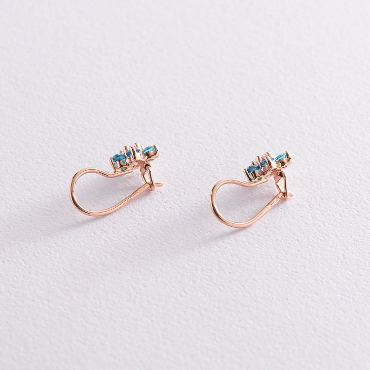 Серьги детские золотые "Цветочки" (фианит) с01243 от ювелирного магазина Оникс - 3