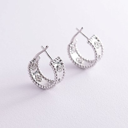 Сережки з фіанітами "Конюшина" 122069 №3