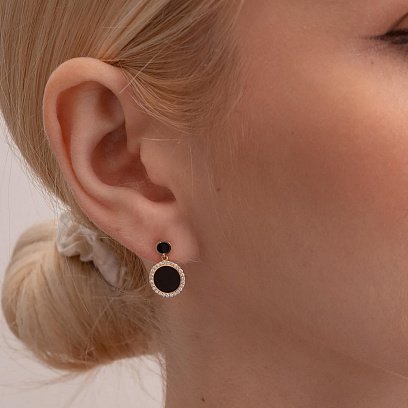 Золоті сережки - пусети з діамантами і емаллю 315783121 №5