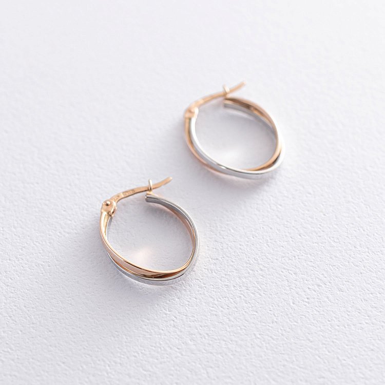 Серьги "Сплетение" (красное и белое золото) с07084 от ювелирного магазина Оникс - 1