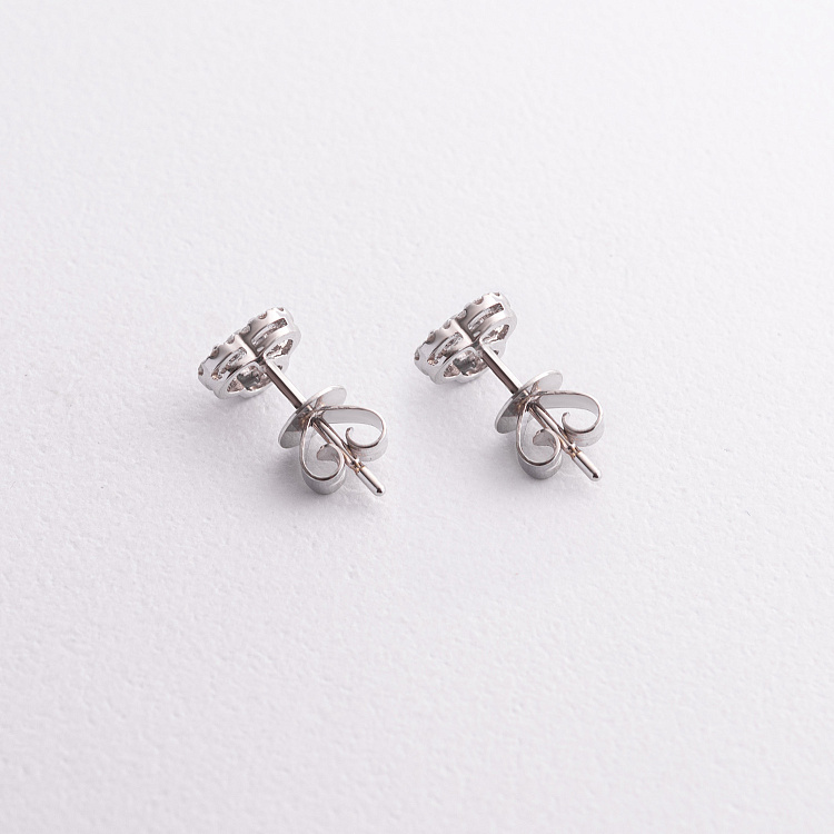 Золоті сережки - пусети "Конюшина" (діаманти) сб0629ca від ювелірного магазину Онікс - 2