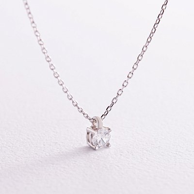 Серебряное колье с фианитом 908-01045