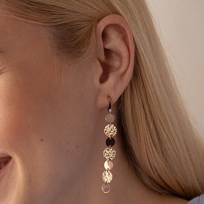 Золотые серьги "Монетки" с07866 №2