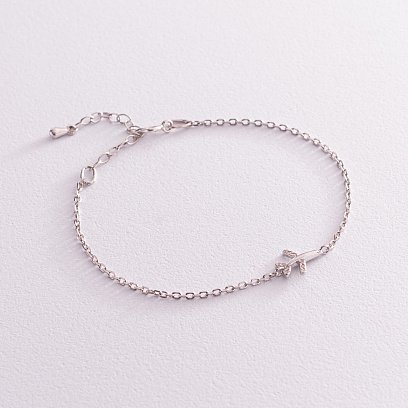 Срібний браслет "Літак" з фіанітами 3184307401