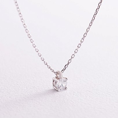 Серебряное колье с фианитом 908-01045
