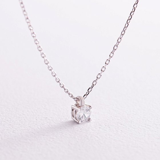 Серебряное колье с фианитом 908-01045