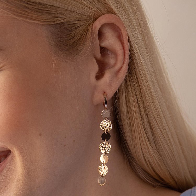 Золотые серьги "Монетки" с07866 от ювелирного магазина Оникс - 1