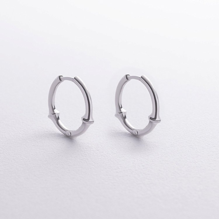 Срібні сережки - кільця "Bamboo" 123390 від ювелірного магазину Онікс